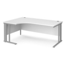 Maestro 25 left hand ergonomic desk 1800mm wide - silver cable managed leg frame and white top