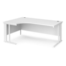 Maestro 25 left hand ergonomic desk 1800mm wide - white cable managed leg frame and white top