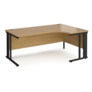 Maestro 25 right hand ergonomic desk 1800mm wide - black cable managed leg frame and oak top