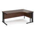 Maestro 25 right hand ergonomic desk 1800mm wide - black cable managed leg frame and walnut top
