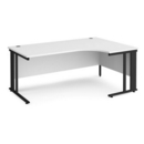 Maestro 25 right hand ergonomic desk 1800mm wide - black cable managed leg frame and white top