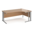 Maestro 25 right hand ergonomic desk 1800mm wide - silver cable managed leg frame and beech top
