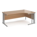 Maestro 25 right hand ergonomic desk 1800mm wide - silver cable managed leg frame and beech top
