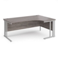 Maestro 25 right hand ergonomic desk 1800mm wide - silver cable managed leg frame and grey oak top