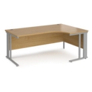 Maestro 25 right hand ergonomic desk 1800mm wide - silver cable managed leg frame and oak top