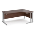 Maestro 25 right hand ergonomic desk 1800mm wide - silver cable managed leg frame and walnut top