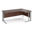 Maestro 25 right hand ergonomic desk 1800mm wide - silver cable managed leg frame and walnut top