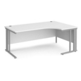 Maestro 25 right hand ergonomic desk 1800mm wide - silver cable managed leg frame and white top