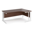Maestro 25 right hand ergonomic desk 1800mm wide - white cable managed leg frame and walnut top