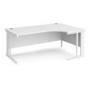 Maestro 25 right hand ergonomic desk 1800mm wide - white cable managed leg frame and white top