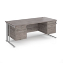 Maestro 25 straight desk 1800mm x 800mm with two x 2 drawer pedestals - silver cable managed leg frame and grey oak top