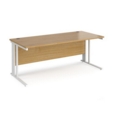Maestro 25 straight desk 1800mm x 800mm - white cable managed leg frame and oak top