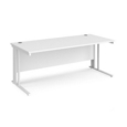 Maestro 25 straight desk 1800mm x 800mm - white cable managed leg frame and white top