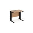Maestro 25 straight desk 800mm x 600mm - black cable managed leg frame and beech top