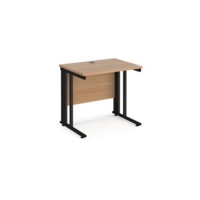 Maestro 25 straight desk 800mm x 600mm - black cable managed leg frame and beech top