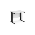 Maestro 25 straight desk 800mm x 600mm - black cable managed leg frame and white top