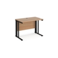 Maestro 25 straight desk 1000mm x 600mm - black cable managed leg frame and beech top