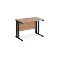 Maestro 25 straight desk 1000mm x 600mm - black cable managed leg frame and beech top