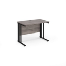 Maestro 25 straight desk 1000mm x 600mm - black cable managed leg frame and grey oak top
