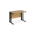 Maestro 25 straight desk 1000mm x 600mm - black cable managed leg frame and oak top