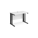 Maestro 25 straight desk 1000mm x 600mm - black cable managed leg frame and white top