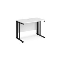 Maestro 25 straight desk 1000mm x 600mm - black cable managed leg frame and white top
