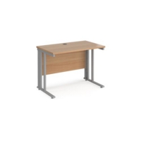 Maestro 25 straight desk 1000mm x 600mm - silver cable managed leg frame and beech top