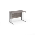 Maestro 25 straight desk 1000mm x 600mm - silver cable managed leg frame and grey oak top