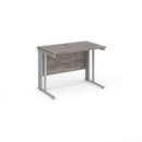 Maestro 25 straight desk 1000mm x 600mm - silver cable managed leg frame and grey oak top