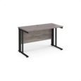 Maestro 25 straight desk 1200mm x 600mm - black cable managed leg frame and grey oak top