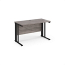 Maestro 25 straight desk 1200mm x 600mm - black cable managed leg frame and grey oak top