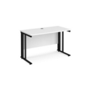 Maestro 25 straight desk 1200mm x 600mm - black cable managed leg frame and white top