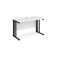 Maestro 25 straight desk 1200mm x 600mm - black cable managed leg frame and white top