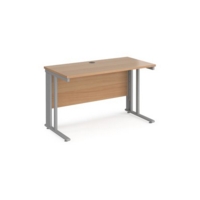 Maestro 25 straight desk 1200mm x 600mm - silver cable managed leg frame and beech top