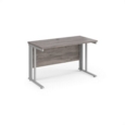 Maestro 25 straight desk 1200mm x 600mm - silver cable managed leg frame and grey oak top