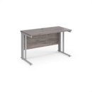 Maestro 25 straight desk 1200mm x 600mm - silver cable managed leg frame and grey oak top