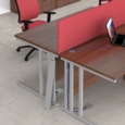 Maestro 25 straight desk 1200mm x 600mm - silver cable managed leg frame and grey oak top