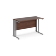 Maestro 25 straight desk 1200mm x 600mm - silver cable managed leg frame and walnut top