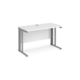 Maestro 25 straight desk 1200mm x 600mm - silver cable managed leg frame and white top