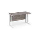Maestro 25 straight desk 1200mm x 600mm - white cable managed leg frame and grey oak top