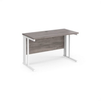 Maestro 25 straight desk 1200mm x 600mm - white cable managed leg frame and grey oak top