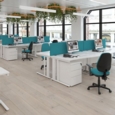 Maestro 25 straight desk 1200mm x 600mm - white cable managed leg frame and walnut top