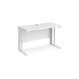 Maestro 25 straight desk 1200mm x 600mm - white cable managed leg frame and white top