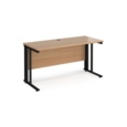 Maestro 25 straight desk 1400mm x 600mm - black cable managed leg frame and beech top