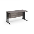 Maestro 25 straight desk 1400mm x 600mm with 2 drawer pedestal - black cable managed leg frame leg and grey oak top