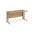 Maestro 25 straight desk 1400mm x 600mm - silver cable managed leg frame and oak top