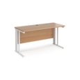 Maestro 25 straight desk 1400mm x 600mm - white cable managed leg frame and beech top