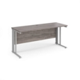 Maestro 25 straight desk 1600mm x 600mm - silver cable managed leg frame and grey oak top