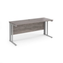 Maestro 25 straight desk 1600mm x 600mm - silver cable managed leg frame and grey oak top