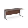 Maestro 25 straight desk 1600mm x 600mm - silver cable managed leg frame and walnut top